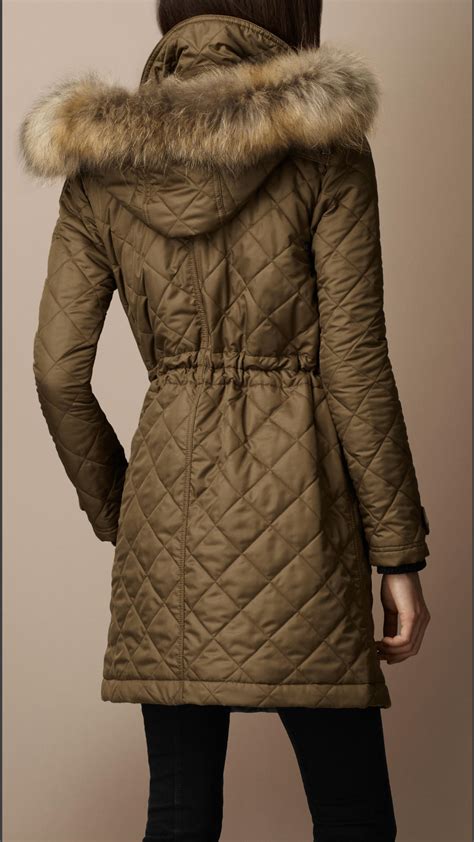 burberry quilted fur trim parka|burberry cashmere jacket.